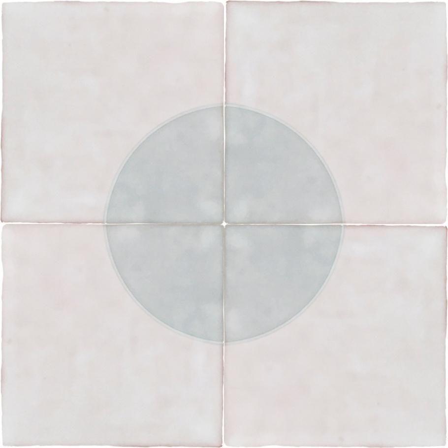 A minimalist artwork featuring four light sections surrounding a central grey circle, creating a balanced and harmonious composition.