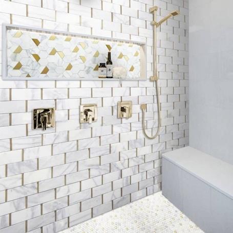 Fairmont Brass Hex Mosaic Mesh-Mounted - Image 3