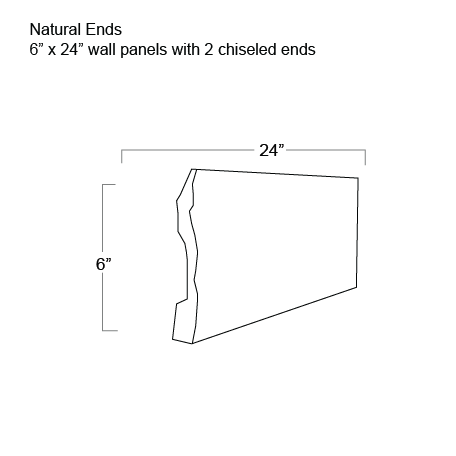Illustration of a 6" x 24" wall panel with two chiseled ends, labeled with dimensions.