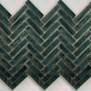Tempered Pigment Glaze Jade Herringbone Mosaic