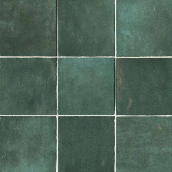Cloé  5" x 5" Wall Tile in Green, Glossy