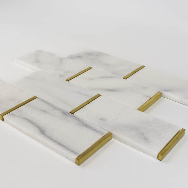 Fairmont Brass Subway Tile Mesh-Mounted - Image 6