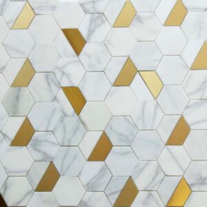 Fairmont Brass Hex Mosaic Mesh-Mounted