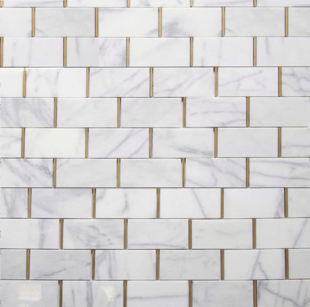 Fairmont Brass Subway Tile Mesh-Mounted