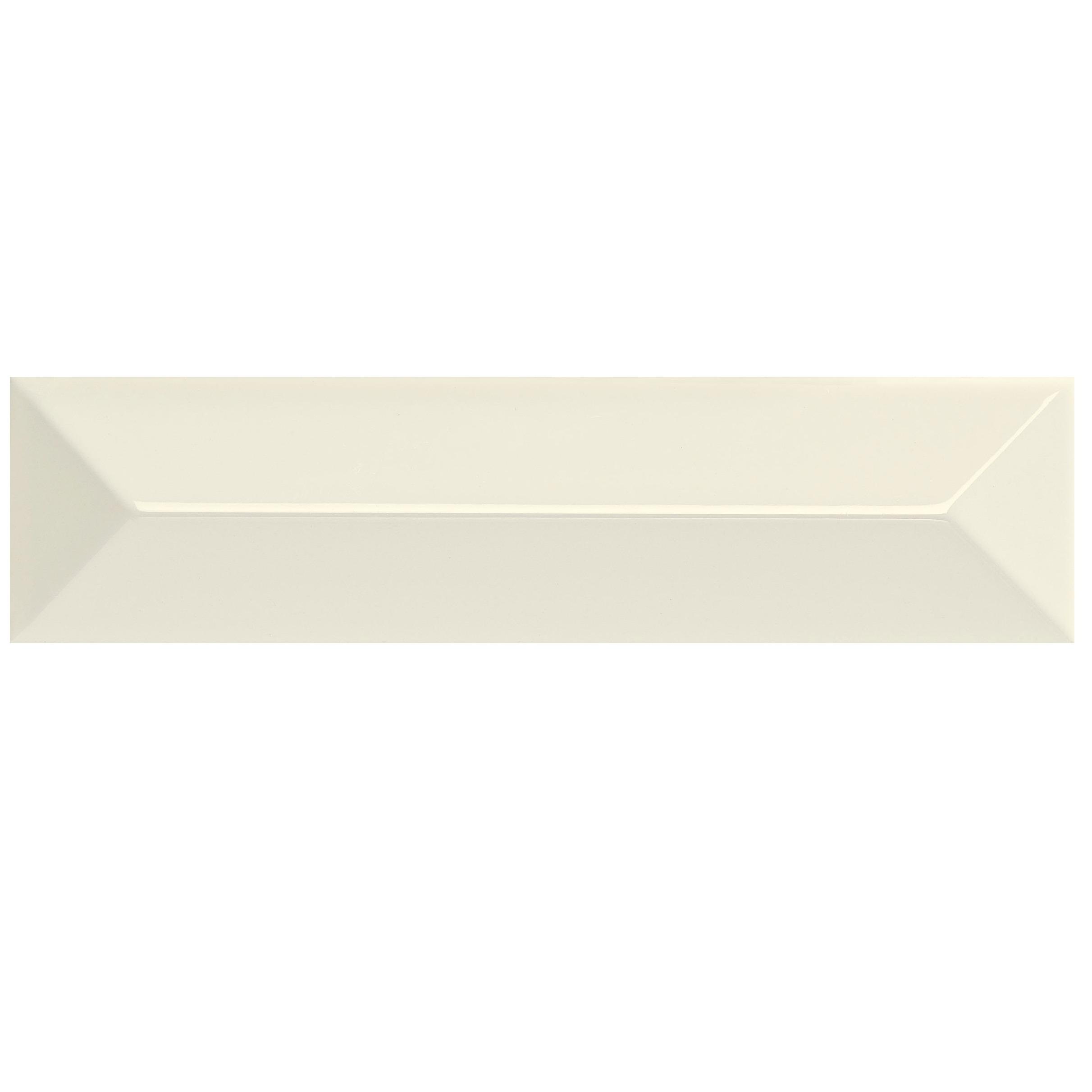 A long, rectangular ceramic tile with a glossy, smooth surface and a subtle cream color.
