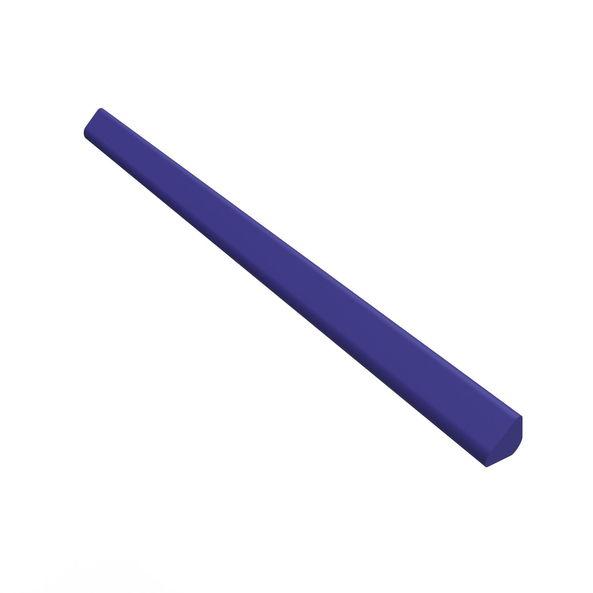 A long, slender object in a vibrant purple color, featuring a hexagonal cross-section and a smooth surface.