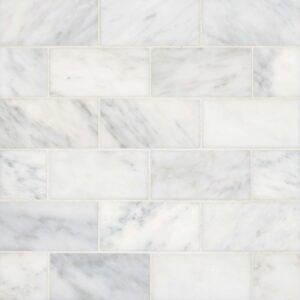 Ferrara Honed Marble Tile in Bianco, 3" x 6"