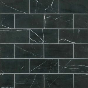 Ferrara Honed Marble Tile in Nero, 3" x 6"