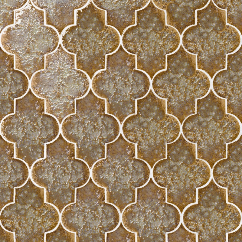 Geometric tile pattern featuring interlocking shapes in warm, earthy tones, creating a harmonious and intricate design.