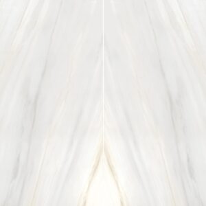 A smooth, glossy surface resembling white marble with subtle gray veins running vertically.