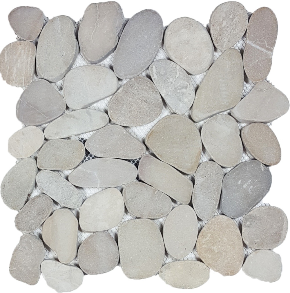 Ocean Stones Sliced Mosaic Tan