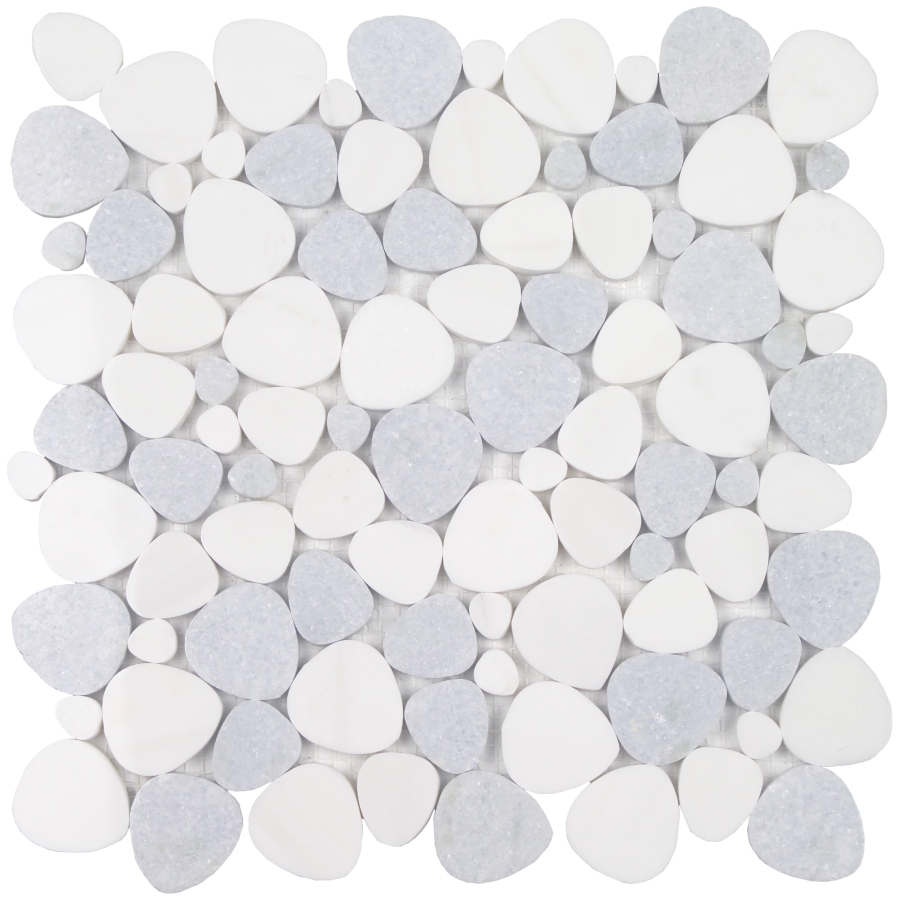 Ocean Stones Sliced Polished Marble Mosaic Italian White, Blue, Celeste