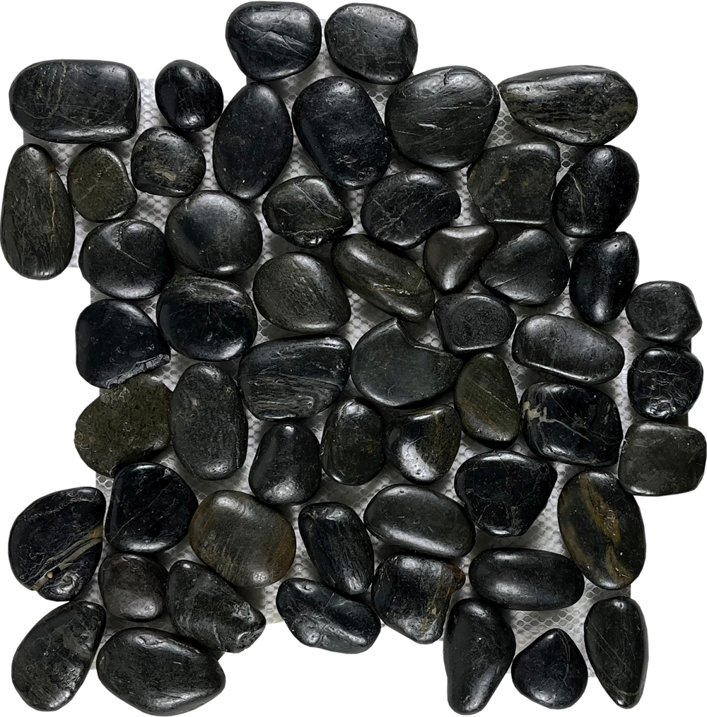 Ocean Stones Pebble Mosaic Black
