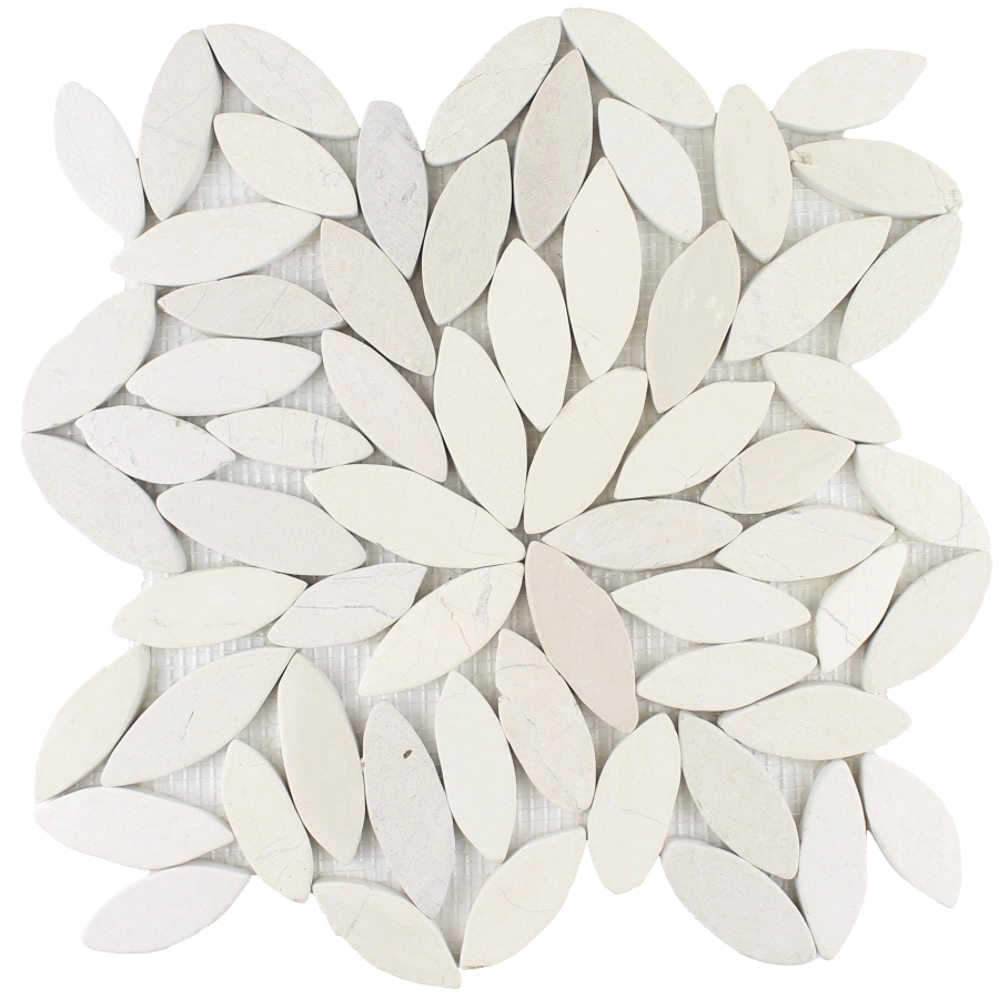 Ocean Stones Sliced Flower Mosaic Ivory