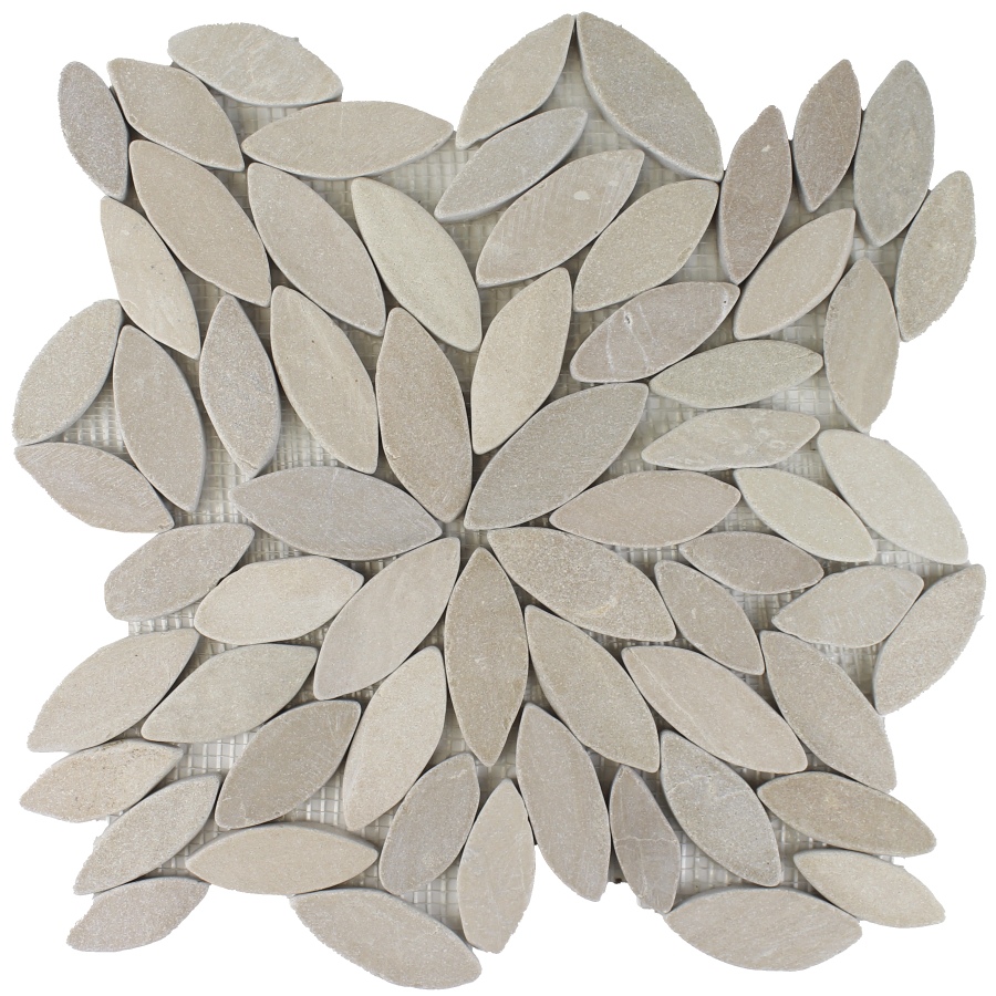 Ocean Stones Sliced Flower Mosaic Tan