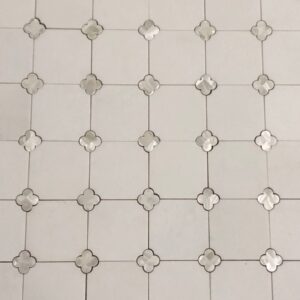 Tango Tile Waterjet Mosaics,  Quatrefoil Pearl Flower