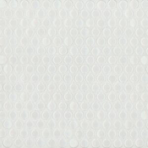 A textured surface featuring small, shiny, oval patterns arranged in a repetitive layout, predominantly in white and light tones.