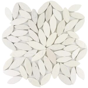Ocean Stones Sliced Flower Mosaic Ivory