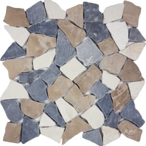 Ocean Stones Tumbled Mosaic Tan, White, Gray