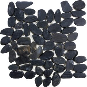 Ocean Stones Sliced Mosaic Black