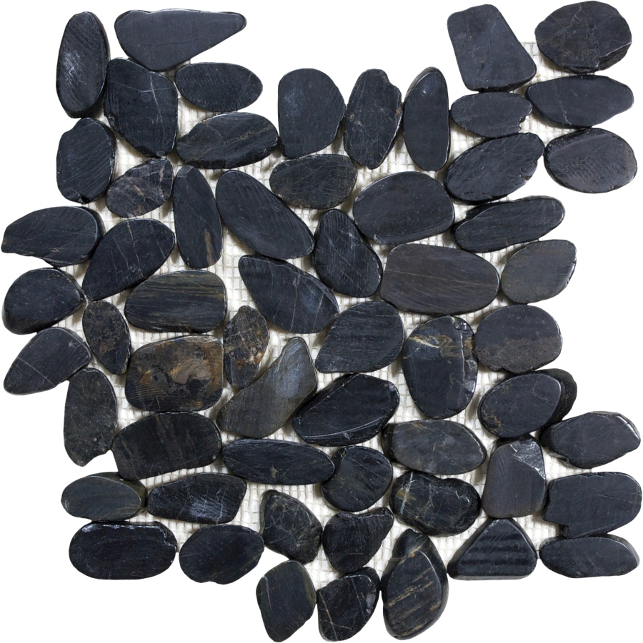 Ocean Stones Sliced Mosaic Black
