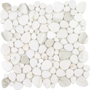 Ocean Stones Sliced Polished Marble Mosaic Calacatta, Gold, Italian White