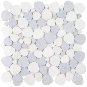 Ocean Stones Sliced Polished Marble Mosaic Italian White, Blue, Celeste