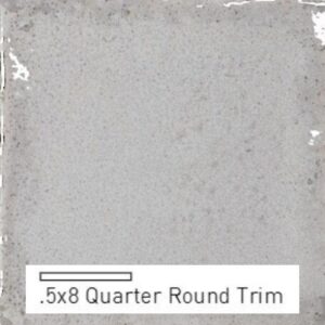 A light gray square tile sample labeled as ".5x8 Quarter Round Trim" on the bottom.