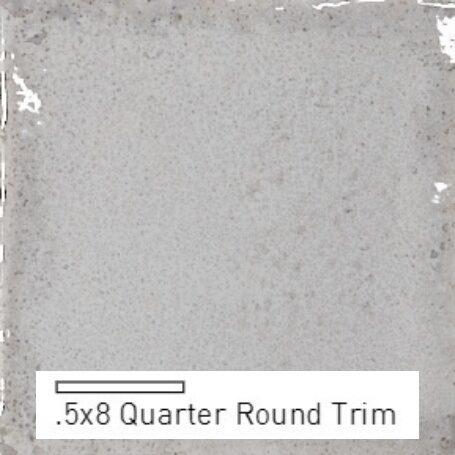 A light gray square tile sample labeled as ".5x8 Quarter Round Trim" on the bottom.