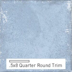 A smooth, light blue surface with a text label identifying it as .5x8 Quarter Round Trim.