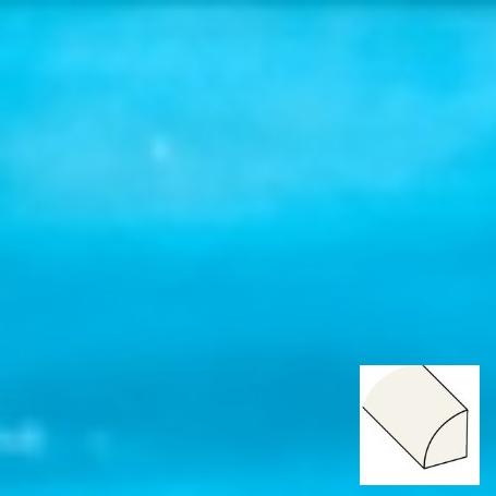 A bright blue background with a small inset illustration of a curved shape.