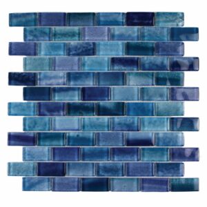 A textured arrangement of blue tiles in varying shades, creating a captivating mosaic pattern.