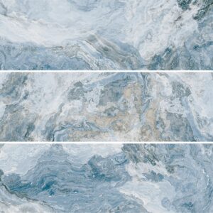 A textured surface featuring swirling patterns in shades of blue, gray, and white, reminiscent of marble or natural stone.