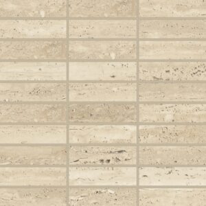 Sensi Roma 1" x 4" Satin Porcelain Rectangle Mosaic in Cream