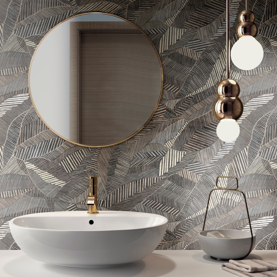 Tinsel Brown Leaf Glossy Porcelain Wall Tile - Image 3