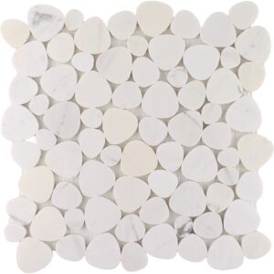 Ocean Stones Sliced Marble Mosaic Milky White