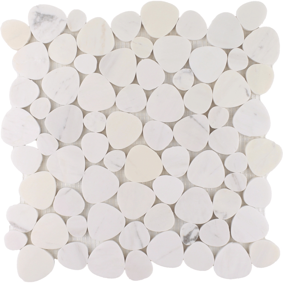 Ocean Stones Sliced Marble Mosaic Milky White