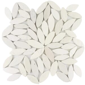 Ocean Stones Sliced Flower Mosaic Ivory
