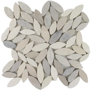 Ocean Stones Sliced Flower Mosaic Tan