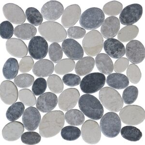 Ocean Stones Coin Lt Grey Tan White 11.25X11.25 Sheet