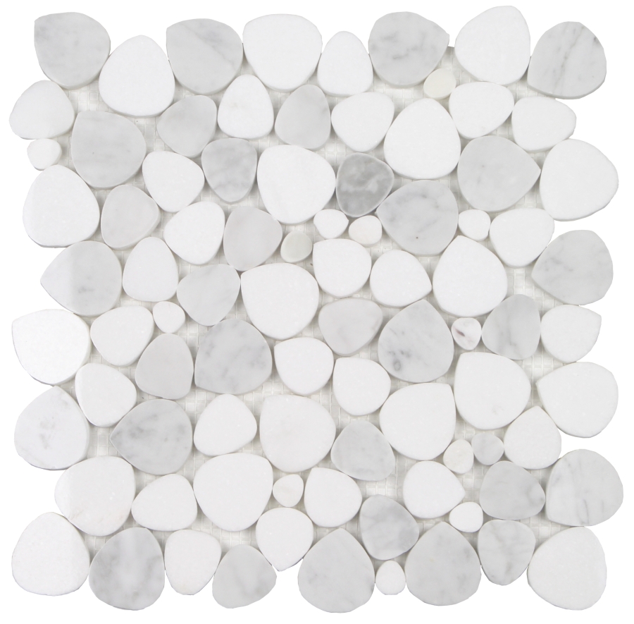 Ocean Stones Terrazzo White Green Tan Sliced Mosaic