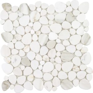 Ocean Stones Terrazzo White Tan Rose Sliced Mosaic