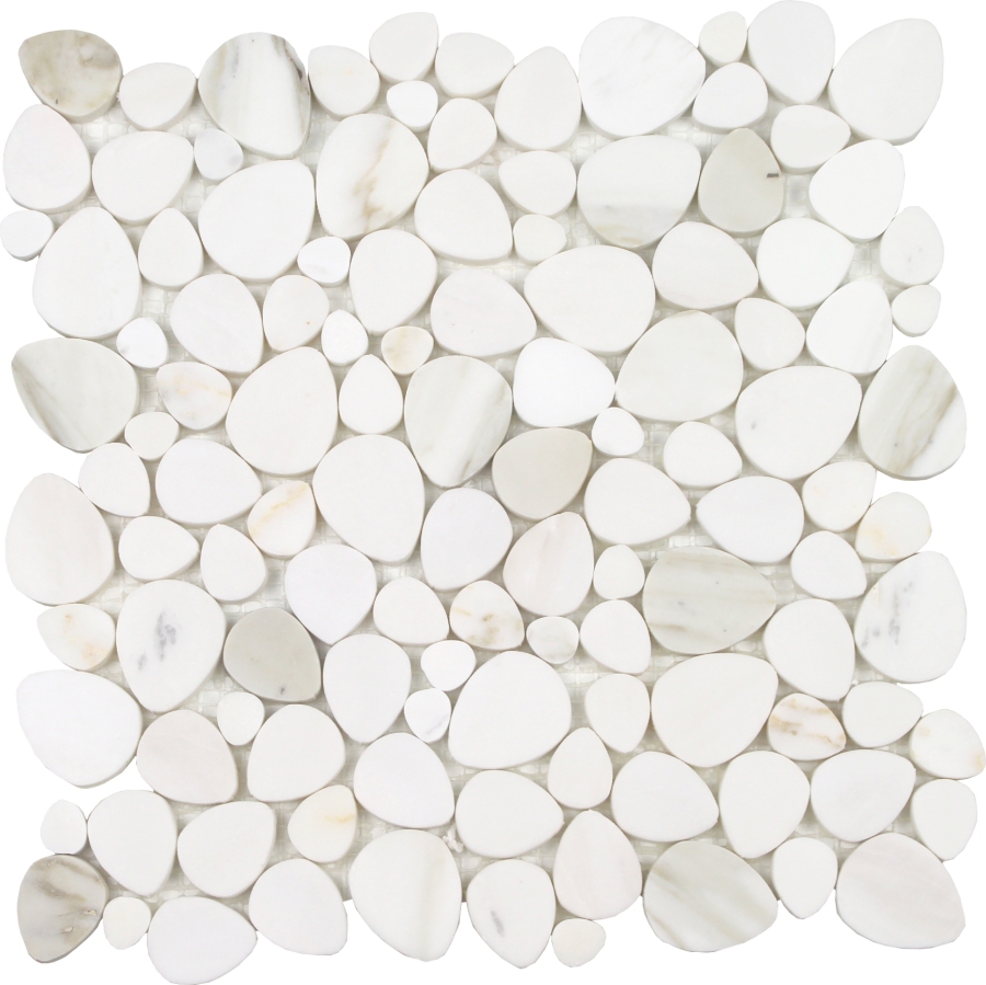 Ocean Stones Terrazzo White Tan Rose Sliced Mosaic