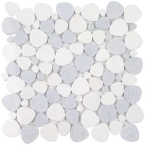 Ocean Stones Terrazzo Carrara Blue Beige Sliced Mosaic
