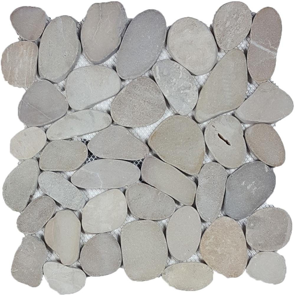 Ocean Stones Sliced Mosaic Tan