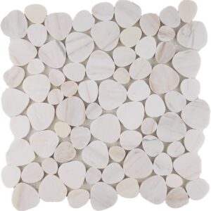 Ocean Stones Wooden White Sliced Marble Polished Mosaic