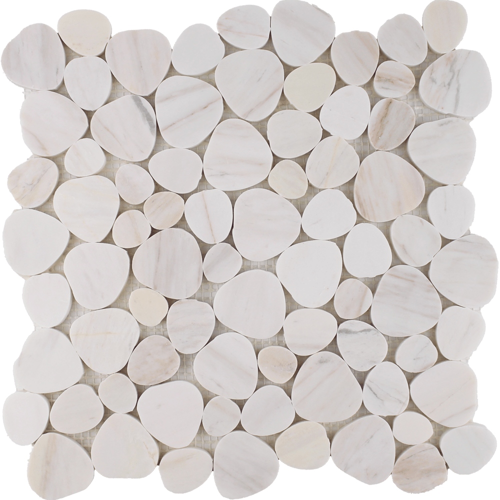 Ocean Stones Wooden White Sliced Marble Polished Mosaic